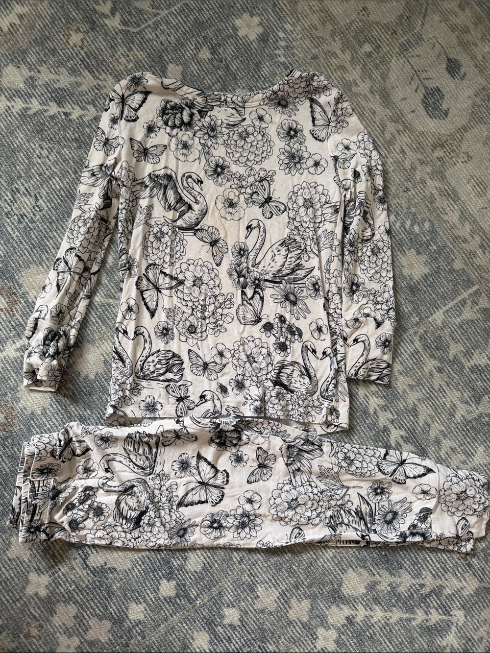 Posh Peanut Cream Top with Black Floral Sketch Print